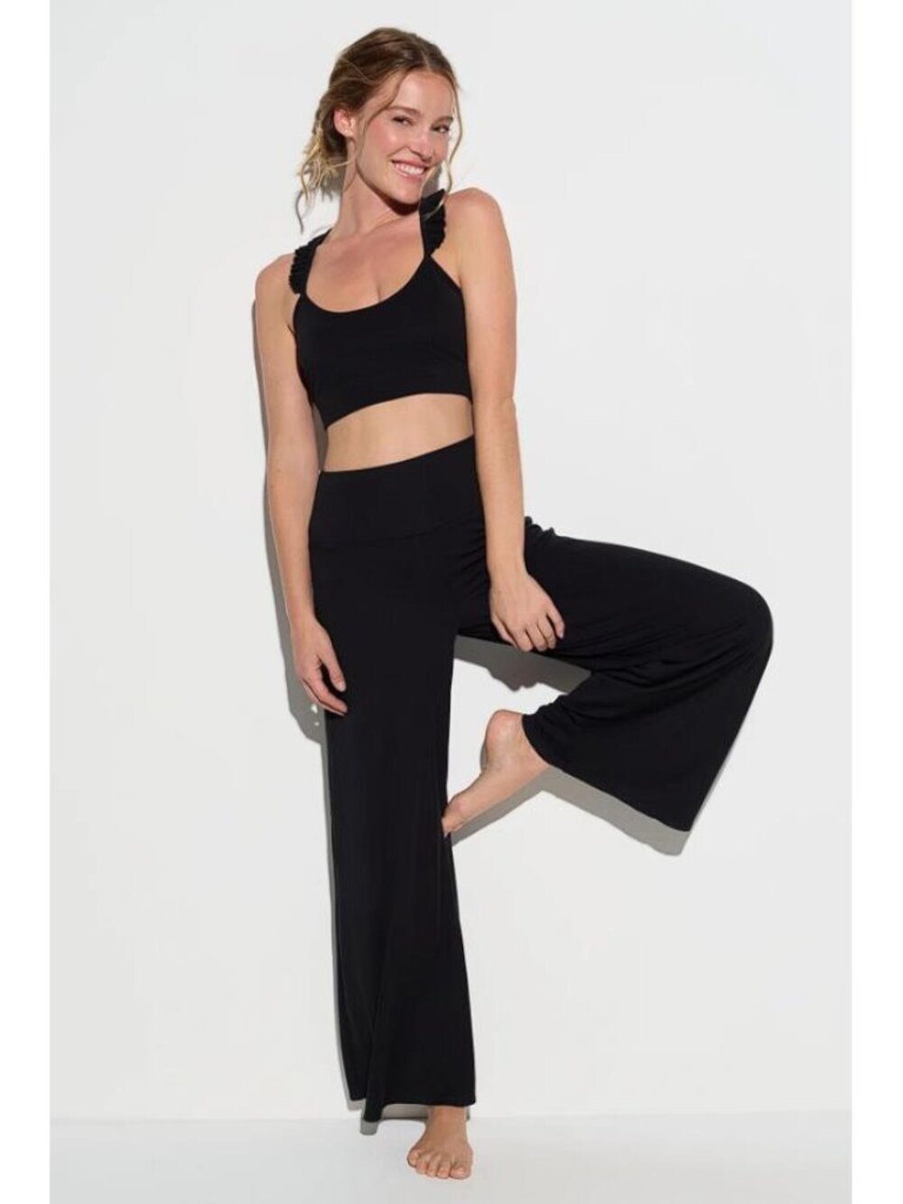 SPIRITUAL GANGSTER Women's Zen Rib Journey Wide Leg Pant Size S in Black - Picture 3 of 8